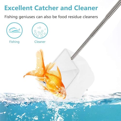 Aquarium Fish Tank Net - Fish Catching Net, Expandable Goldfishh Net | Fish Aquariums Nets with Adjustable Long Handle, Small Aquarium Net, Pond Shrimp Aquarium Net for Fiish Small Pond and Pool - size: small-square
