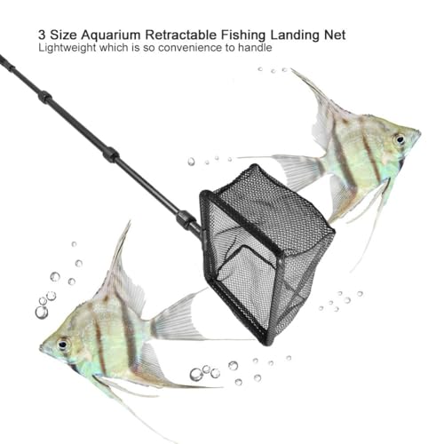 Black Plastic Retractable Aquarium Fish Fine Mesh Net with Telescopic Pole for Fish Tank Aquarium Accessories