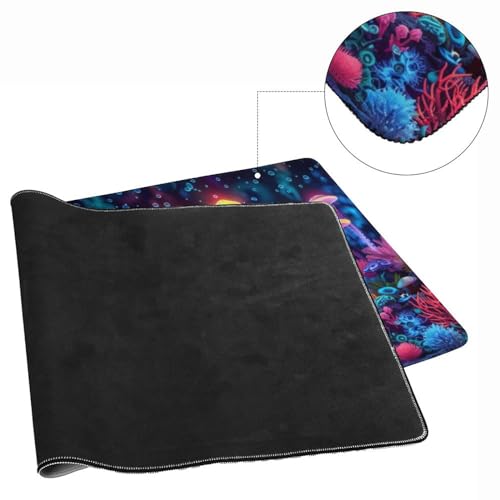 KeKee Glowing Colorful Sea Aquarium Neon Large Mouse Pad Gaming Mousepad Desk Pad for Keyboard and Mouse Mat Non-Slip Base 40x90cm, Style