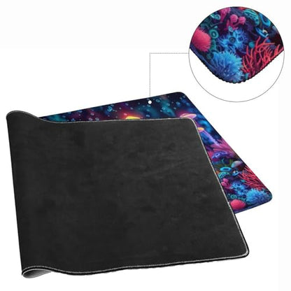 KeKee Glowing Colorful Sea Aquarium Neon Large Mouse Pad Gaming Mousepad Desk Pad for Keyboard and Mouse Mat Non-Slip Base 40x90cm, Style
