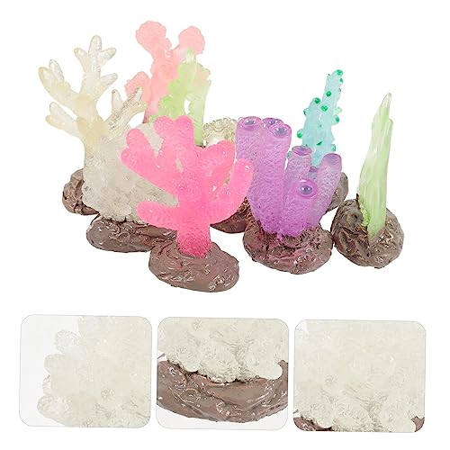 Lurrose 9Pcs Fish Tank Desktop Artificial Plant Coral Reef Accessories Mini Crafts Fish Decorations for Tank Fake Coral Decoration Reef Small Aquarium Delicate
