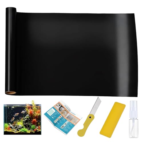 Black Aquarium Background Film, 79"x23.6" in, Static Cling Fish Tank | PVC Static Cling Backdrop, No Glue, No Residue, Removable, Reusable, Easy Install for Fish Tanks