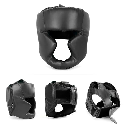 Kickboxing Headgear, PU Leather MMA Sparring Helmet, with Thick Foam Padding, Full Coverage for Boxing, MMA, Martial Arts, Comfortable Adjustable Closure Lock, Holes for Good