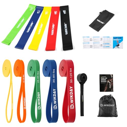 WIKDAY Resistance Bands for Working Out with Door Anchor | Pull Up Assistance, Exercise Elastic Bands, Thick Heavy Resistance, Body Stretching Muscle Training, Home Gym - color: Colorful 02