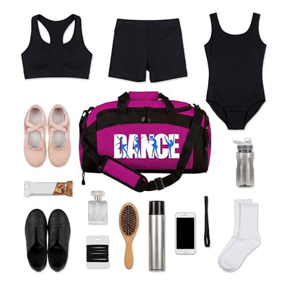 Personalized Dance Duffle Bag with Name – Custom Dancer Gym Bag for Girls, Competition Team Travel Bag, Ballet Recital Cheer & Studio Gear Bag - color: Pink, style: Dance