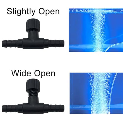 30 Pcs Aquarium Control Valves, 2-Way T Shaped Fish Tank Air Control Valve for 3/16" (4 mm) ID Air Tube(Black)