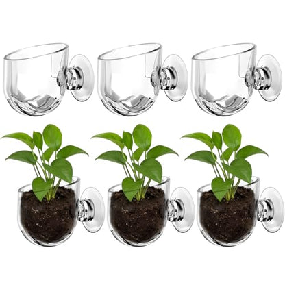 6 Pcs Aquarium Plant Holder, Suction Cup Fish Tank Plant, Clear Shower Aquatic Plant Pots