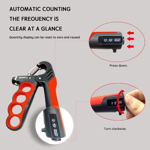 Grip Strength Trainer, Hand Grip Strengthener, Forearm Strengthener, Adjustable Resistance 11 Lbs - 220 Lbs, Ergonomic Design - color: red
