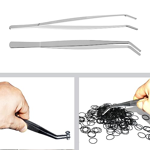 6.3 Inch Stainless Steel Tweezers, Curved Round Blunt Serrated Tip, Perfectly Aligned, 3/64 Inch Thickness Stainless Steel, Multipurpose Daily Garden Home Lab Craft Repairing Tool