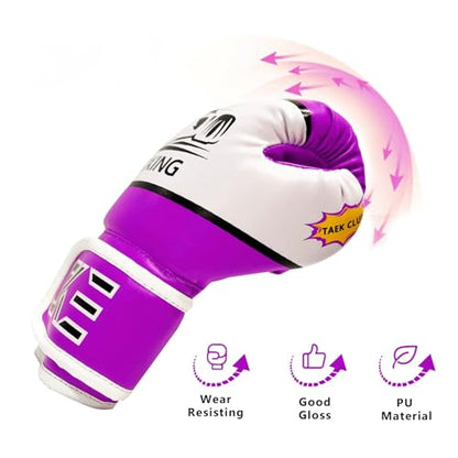 CKE Boxing Gloves for Kids Ages 5-12, Beginner Punch Bag Training Gloves - color: Purple