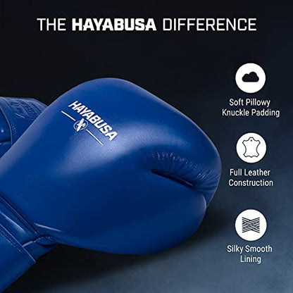 Hayabusa Pro Leather Hook and Loop Boxing Gloves for Men and Women - color: Blue, size: 16oz