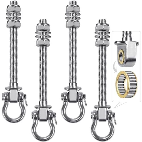 SELEWARE 4 Pcs Heavy Duty Bearing Swing Hangers Stainless Steel Swing Hooks | 7" x M2/5" Swing Bolt for Wood and Steel Beam, Swing Sets Hardware for Hammock, Yoga, Porch Swing, Heavy Bag, 1500LB Capacity - color: 4 Pack Bearing Hangers (7" X M2/5" Threade