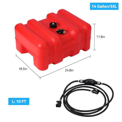 15 Gallon Portable Marine Can, Large Capacity Boat Tank, 2-Way Vented Cap, Built-in Gauge & Pick-Up, Handles, for Outboard Engine Boats,Yacht, Fishing,Deck Boats