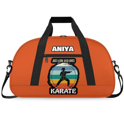 Custom Name Taekwondo Karate Duffle Bag for kids Boy Girls - Personalized Martial Arts Gear Bag, Water-Resistant Sparring Equipment Bag, Karate Orange - color: Karate Orange