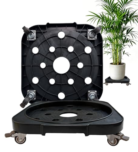 11" 5-Gallon Water Bottle Jug Caddy with 4 Rolling Swivel Casters - Heavy-Duty 5-Gallon Bucket Dolly & Plant Stand,(1, Black) - color: Black