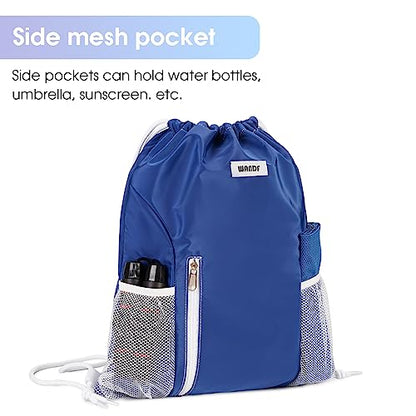 WANDF Drawstring Backpack, Gym Sackpack for Sports - color: Navy Blue