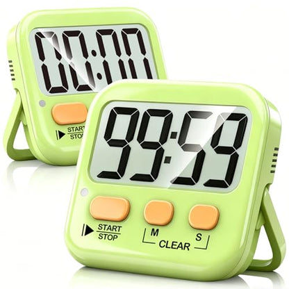 Antonki 2 Pack Digital Timer for Kids Classroom Kitchen Timers for Cooking - color: Light Green
