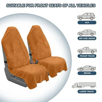 Car Seat Towel Cover, Universal Front Seat Protector for Cars, SUVs and Trucks, Sweat Towel Car Seat Cover for Gym, Yoga, Swimming, Pets and Family Travel, Golden Sunset, 2 Pack - color: Golden Sunset
