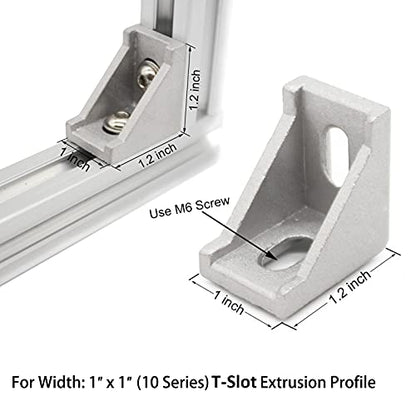 20Pcs 1" x 1" 1010 Series Aluminum Extrusion Profiles Fastener T-Solt Connector for 10 Series Extrusion - style: 20 pcs only bracket