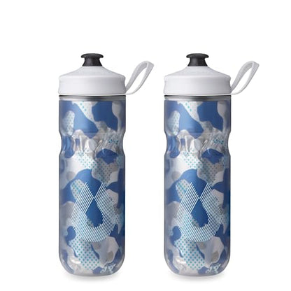 HydraPak Polar Sport Insulated Water Bottle 2-Pack (20oz, Contender Blue) - color: Contender Blue, style: 20oz/600ml (2-Pack)