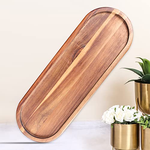 Wooden Decorative Trays 1PCS Farmhouse Wood Tray Bathroom Vanity Bathroom Counter Wood Trays Home Rustic Decor Trays, Bathroom Tray Countertop, Wooden Trays for Decor Vanity Trays - color: Acacia,13.8 Inch