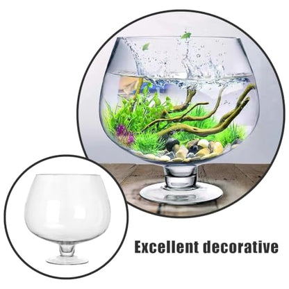 BESPORTBLE Glass Fish Bowl Vase - Clear Bubble Planter Terrarium Fish Bowl Wine Goblet Shaped Vase Transparent Hydroponic Bulb Floral Container