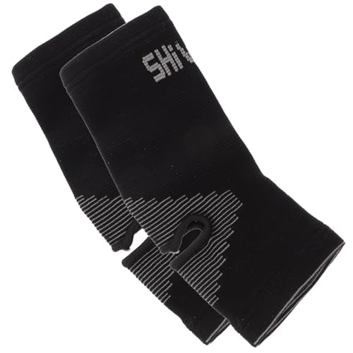 2 Pcs Foot Ankle Protector for Karate Practice, Knitted Fabric Black