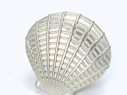 Nautical Sea Shell Calico Atlantic Scallop Seashell Knob Brushed Satin Nickel - Marine Sea Life Clam Shell New Kitchen Custom Knobs Cottage Nautical
