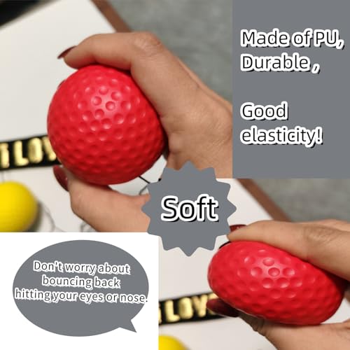 Sports Reaction Ball Boxing Reaction Training Ball, PU Reflex Ball Head-Mounted Love Adjustable Elastic Band, Perfect for Fighting Skills, Reaction Speed, Hand-Eye Coordination Training