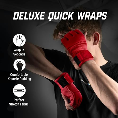 Hayabusa Deluxe Quick Wraps for Men and Women - Boxing & Martial Arts Hand Wraps - color: Red, size: Small