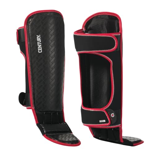Century Brave Shin Istep Guards | Martial Arts Protective Gear Red/Black Adult L/Extra Large