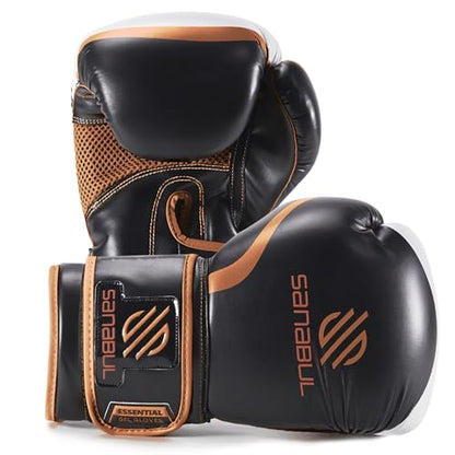 Sanabul Essential Gel Boxing Gloves for Men & Women, Kickboxing MMA, Muay Thai Gloves and Heavy Bag Training Punching & Sparring - color: Black/Copper, size: 8 oz