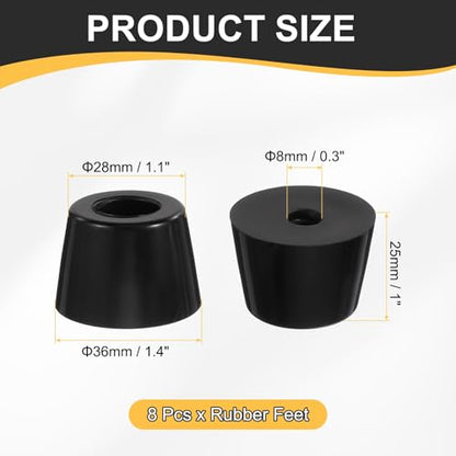 HARFINGTON 8Pcs Anti Vibration Rubber Feet 1.4"L x 1.1"W x 1"H 0.3"Dia Isolator Rubber Bumper Air Compressor Foot Pads for Generators Pressure Washers, Black
