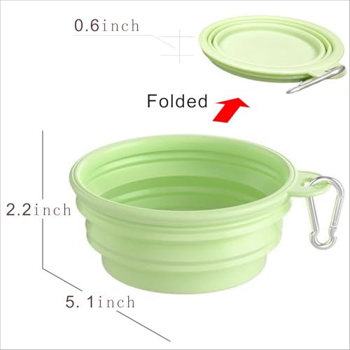 Collapsible Silicone Bait Bowl, Portable Foldable Fishing Bait Tray with Carabiner Clip, Green