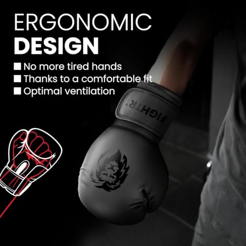 FIGHTR® Boxing Gloves - Pro Training Sparring Gloves - color: All Black, size: 14 oz