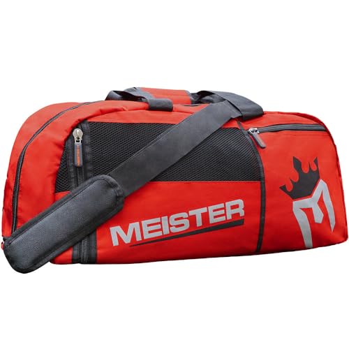 Meister Vented Convertible Duffel/Backpack Gym Bag - Ideal Carry-On | Built for athletes with dual mesh ventilation and ultra-durable construction for training, travel and everyday use - color: Red