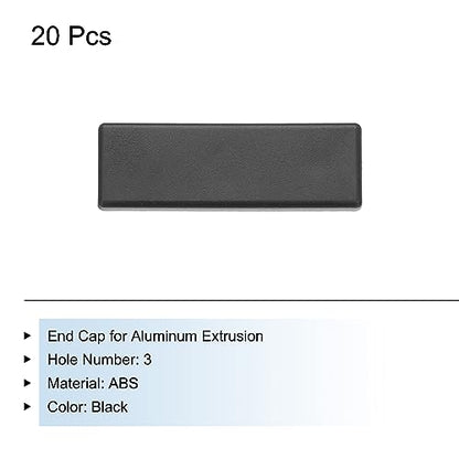 MECCANIXITY 20Pcs Standard Plastic Rectangle Aluminum Extrusion End Cap Black Hole Dia 5.2mm 60x20mm for Trolley, Fish Tank Rack, Storage Rack - size: 60x20mm