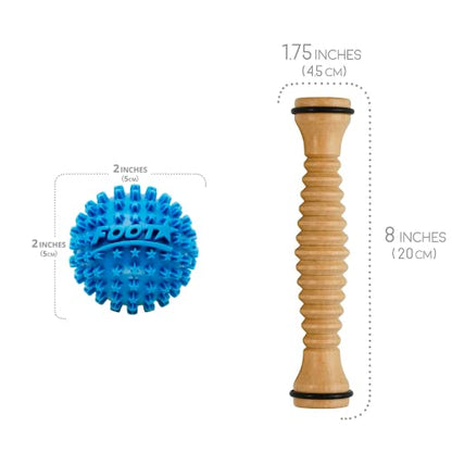 Body Back Wooden Foot Roller & Foot Star® Massage Ball Bundle for Foot Pain | FSA Eligible Foot Roller & Massage Ball For Trigger Point Therapy, Full Body Massage Tool For Plantar Fasciitis, & Relaxation - style: Bundled