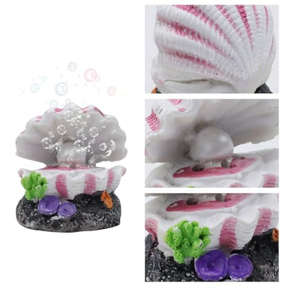 Aquarium Volcano with Air Stone Bubbler Volcano Ornament Fish Tank Bubble Maker Aquarium Air Bubbling Airstones - color: Shell & Pearl
