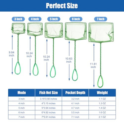 Aquarium Fish Net Small Betta Fish Tank Cleaning Net Sludge Food Residue Wastes Skimmer with Soft Fine Mesh and Braided Matal Handle for Small Ponds and Pools(7 inch) - size: 7 inch