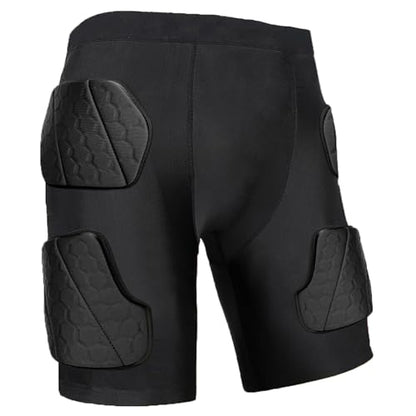 Football Padded Compression Shorts with Cup Pocket, 5 EVA Pads - size: Medium