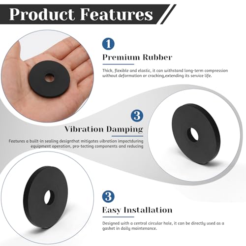 8 PCS Multi Purpose Rubber Spacer, 1-9/16" OD x 3/8" ID x 1/8" Thickness Rubber Washers for Screws, Anti Vibration Pads for Bolts, Car, Boat, Home (40 * 10 * 3mm) - size: 1-9/16" OD x 3/8" ID x 1/8" Thickness