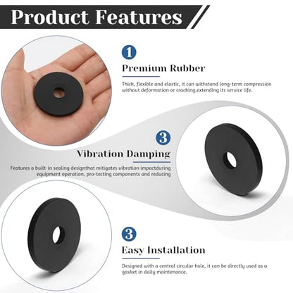 8 PCS Multi Purpose Rubber Spacer, 1-9/16" OD x 3/8" ID x 1/8" Thickness Rubber Washers for Screws, Anti Vibration Pads for Bolts, Car, Boat, Home (40 * 10 * 3mm) - size: 1-9/16" OD x 3/8" ID x 1/8" Thickness