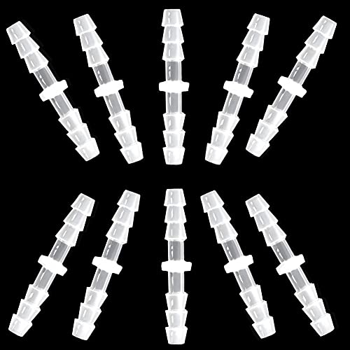 Plastic Hose Barb Fitting 3/16" x 3/16" Pipe Connectors Joint Splicer Mender Adapter Union for Aquarium Household Adapters Fuel Gas Liquid Air (Pack of 10)
