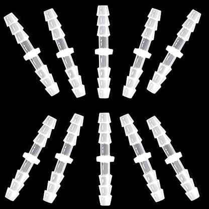Plastic Hose Barb Fitting 3/16" x 3/16" Pipe Connectors Joint Splicer Mender Adapter Union for Aquarium Household Adapters Fuel Gas Liquid Air (Pack of 10)