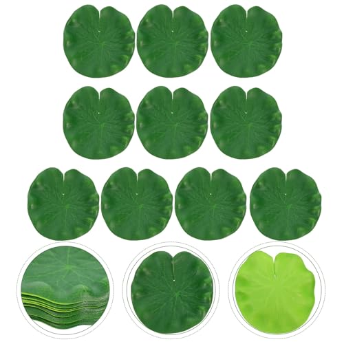 Beaupretty 10pcs 10cm Fake Lotus Leaves Floating Simulated Fish Tank Plants Pool Pond Decor Artificial Water Lily Pads for Aquarium and Home Garden Display
