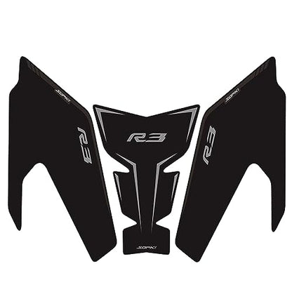 TZMAPU Motorcycle Fuel Tank Protector For Yamaha R3 Fuel Tank Pad Non-Slip Gas Tank Sticker Set Rubber Protection Pad (Black)