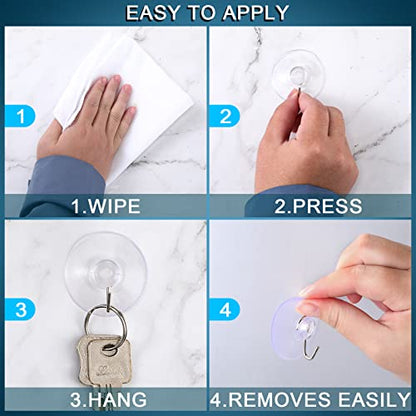 Mudder 80 Pcs Suction Cup Hooks Wall Clear Suction Cups with Metal Hooks Window Hangers for Glass Wall Towel Hangers Supplies Bathroom Glass Kitchen Decorations,3 lbs (30 mm) - size: 30 mm