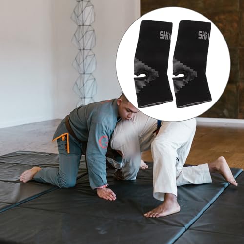 2 Pcs Foot Ankle Protector for Karate Practice, Knitted Fabric Black