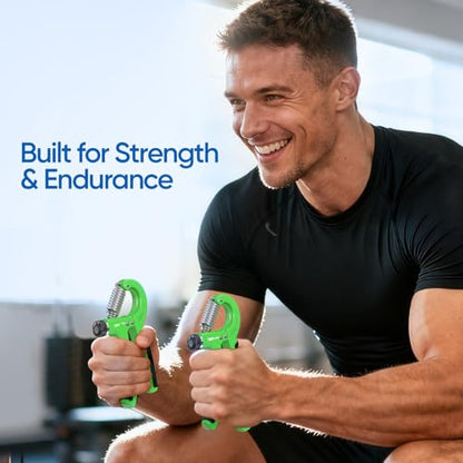 FitBeast Grip Strength Trainer 2 Pack – Adjustable Hand Grip Strengthener for Strength Training & Rehabilitation, 10-132 lbs Resistance Forearm Strengthener, Ideal for Athletes, Rehab, Office - color: Green